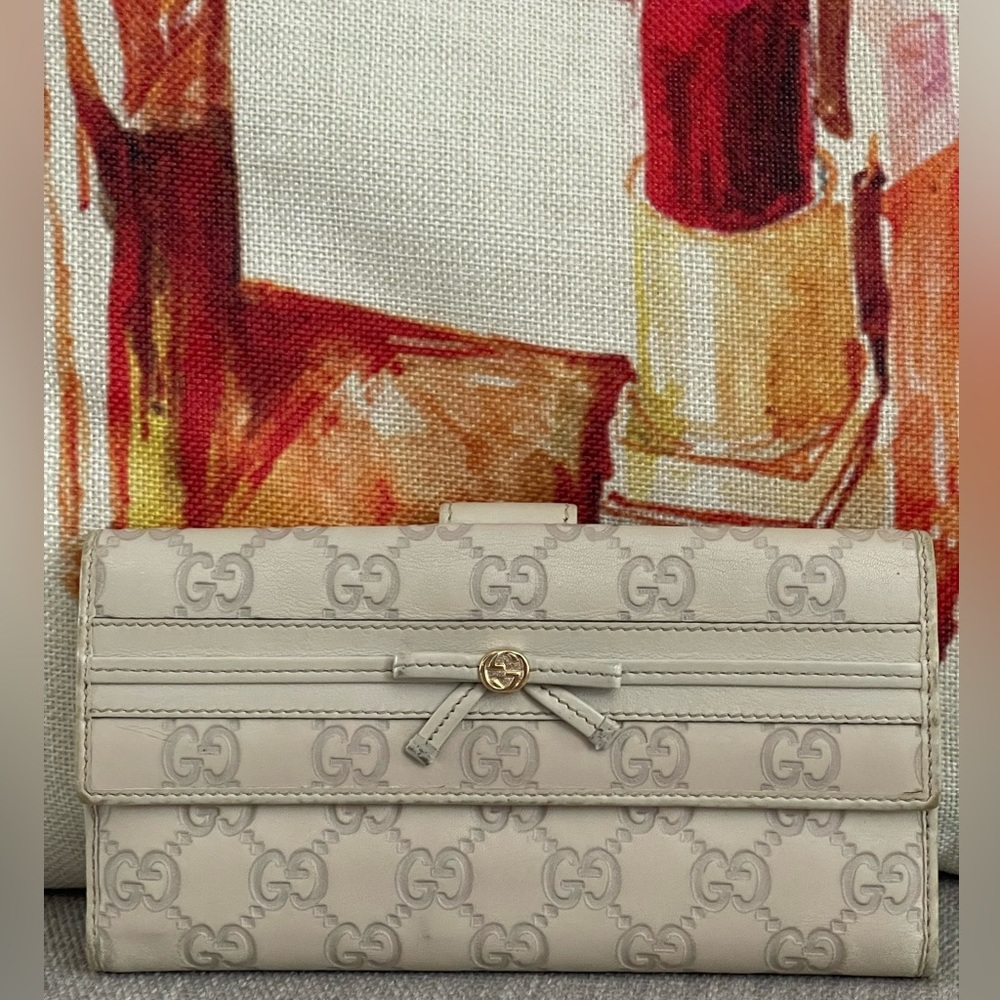 ⭐️COA⭐️GUCCI GUCCISSIMA GG Continental BOW Wallet/Clutch~Beautiful~💯Authentic